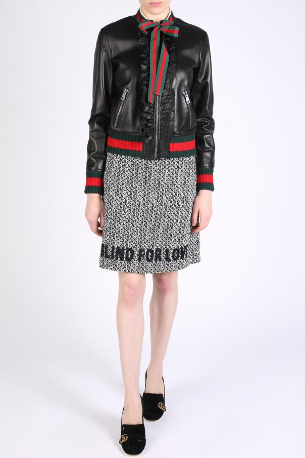 Gucci Ruffle leather bomber jacket Women's Clothing Vitkac